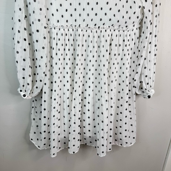 Zara White Polka Dot Mini Dress Size Medium - Picture 9 of 16